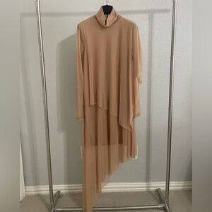 BCBGMaxAzria Tan Long Sleeve Asymmetrical Dress